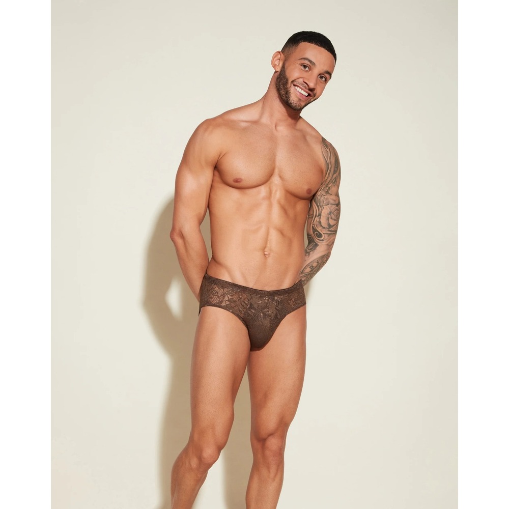 NWT Cosabella [ MEN Large ] Never Say Never Comfort Micro Brief Lace Brown U1940